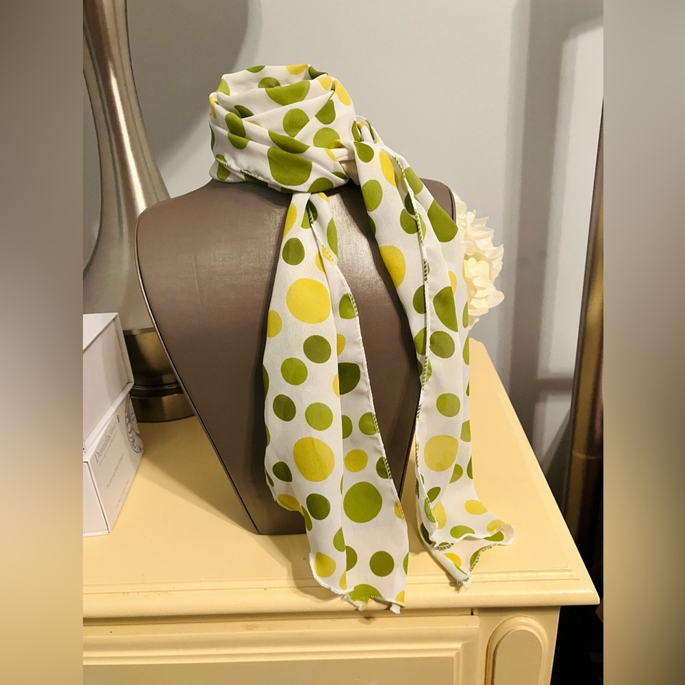 Polka Dot Neckerchief 50’s 60’s Style Green Yellow White